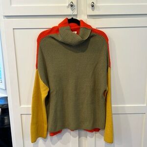 Color block oversized sweater. Super and cozy with a cute with a pair of jeans.